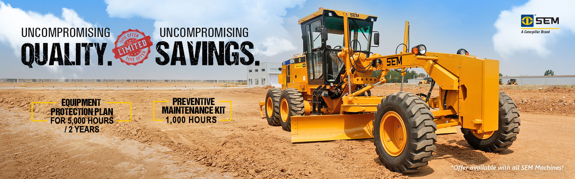 SEM motor grader banner