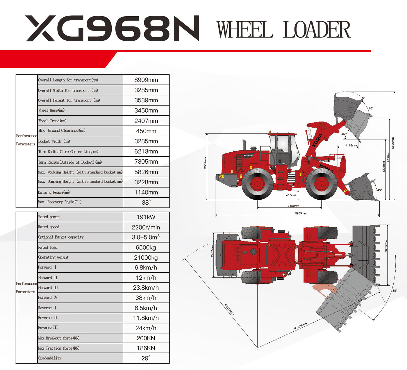 XGMA XG968N Specifications